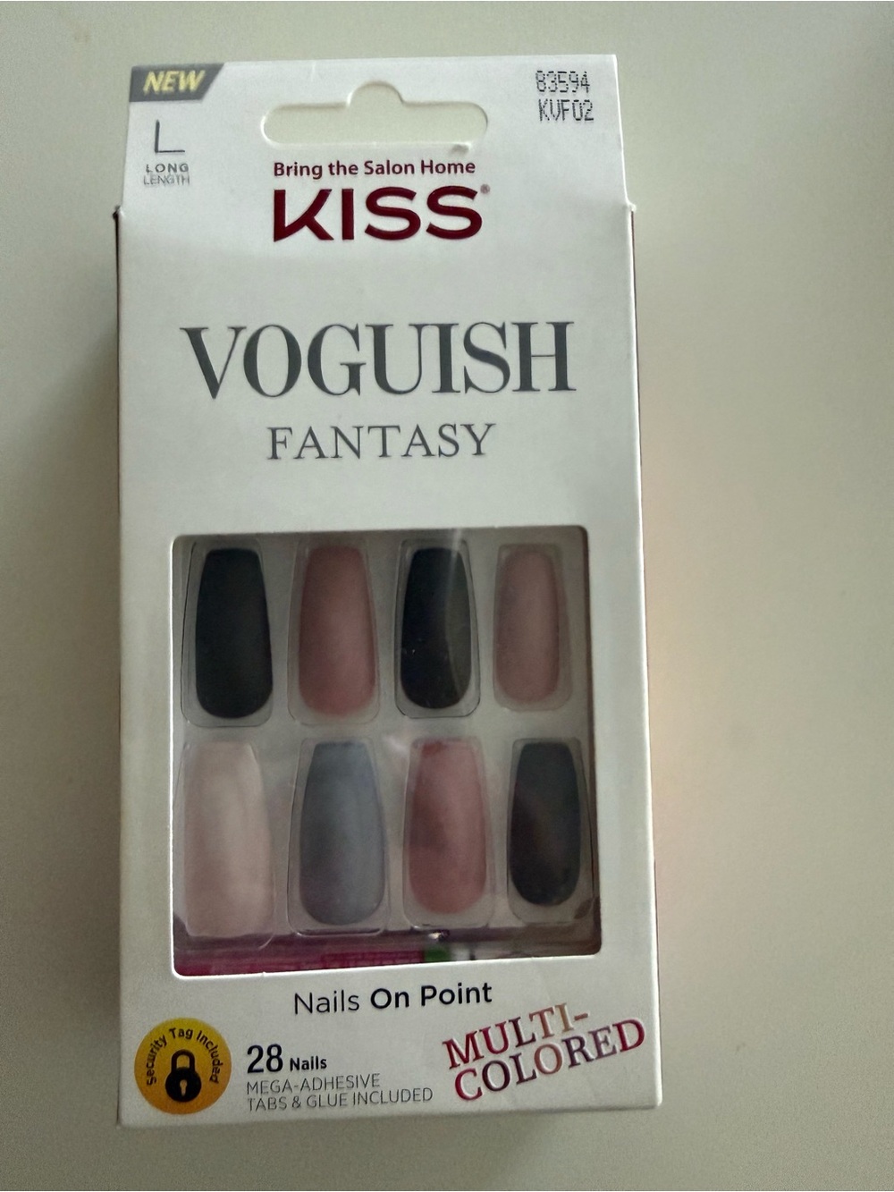 KISS Multi-Colored Press-On Nails in Black, Pink, Gray